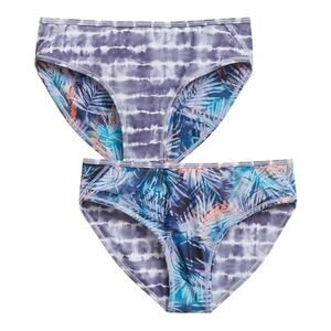 Athleta Girl Reversible Blue Tropics/Purple White Tie Dye Bikini Bottoms Size 7